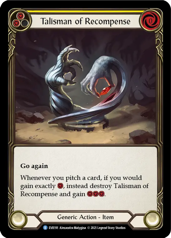 Talisman of Recompense card image, pitch 2