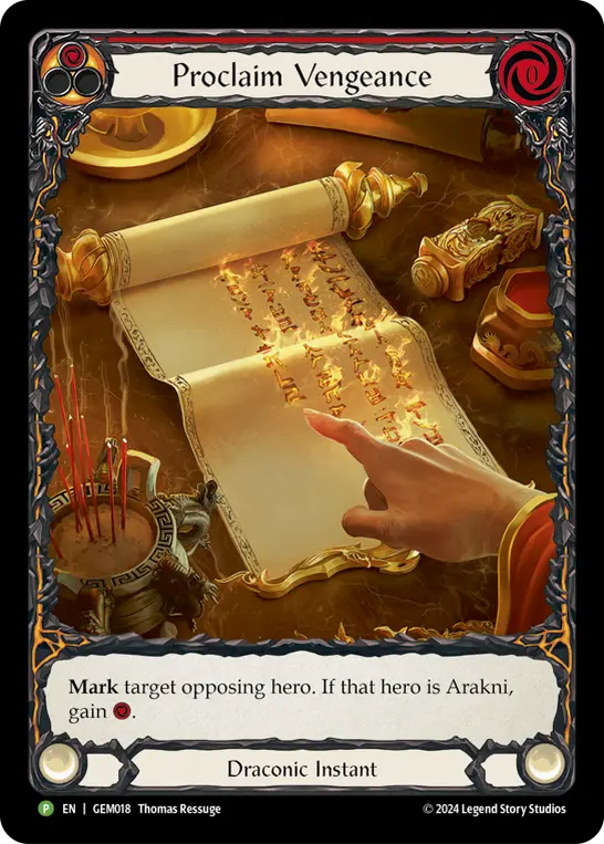 Proclaim Vengeance card image, pitch 1