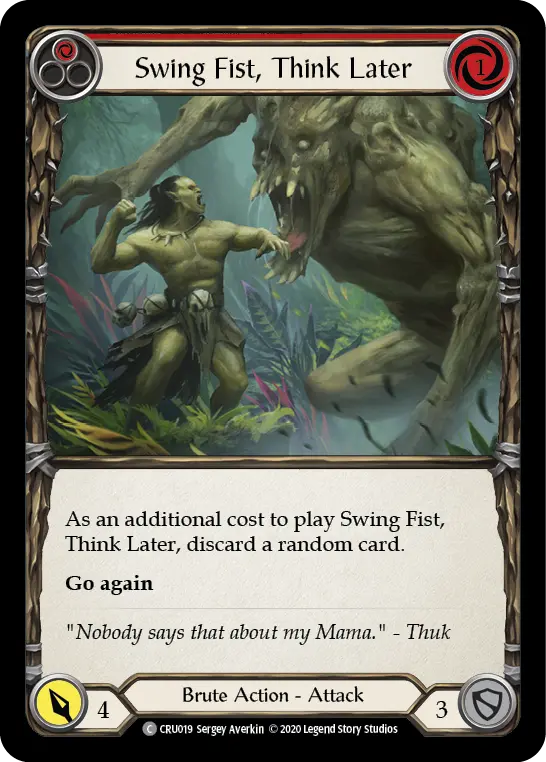 Swing Fist, Think Later card image, pitch 1