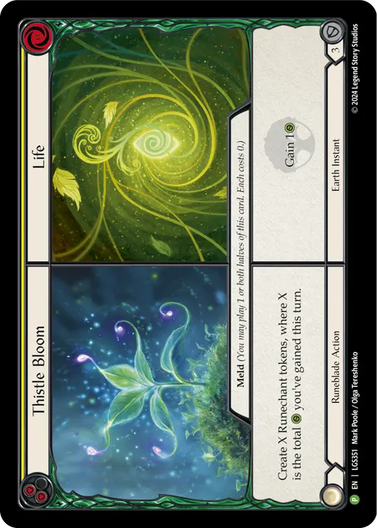 Thistle Bloom // Life card image, pitch 2