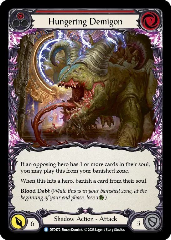 Hungering Demigon card image, pitch 1