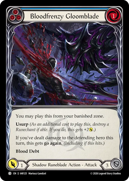 Bloodfrenzy Gloomblade card image, pitch 3