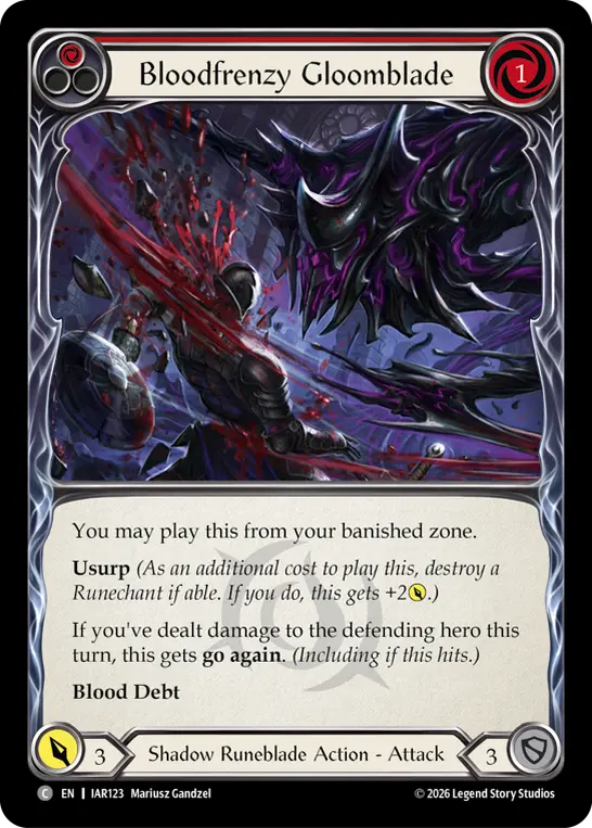 Bloodfrenzy Gloomblade card image, pitch 1