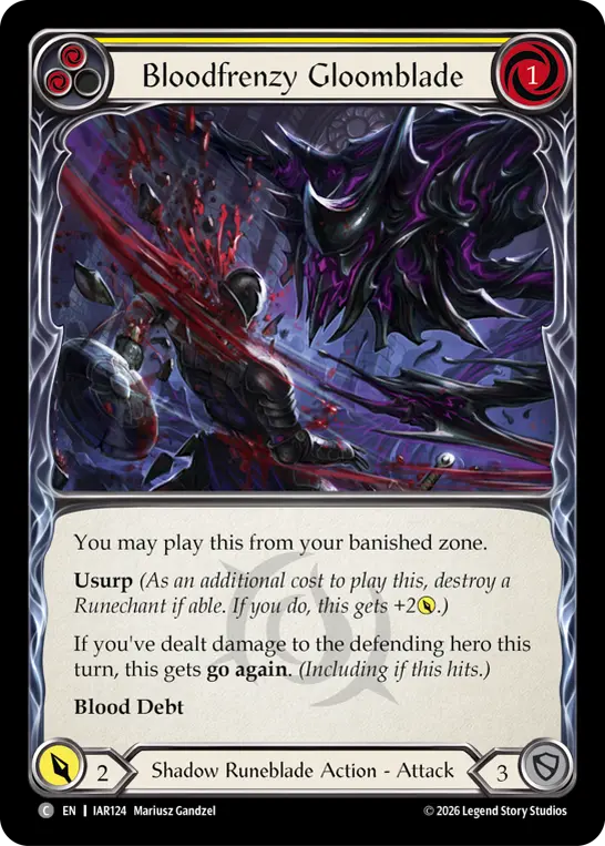 Bloodfrenzy Gloomblade card image, pitch 2