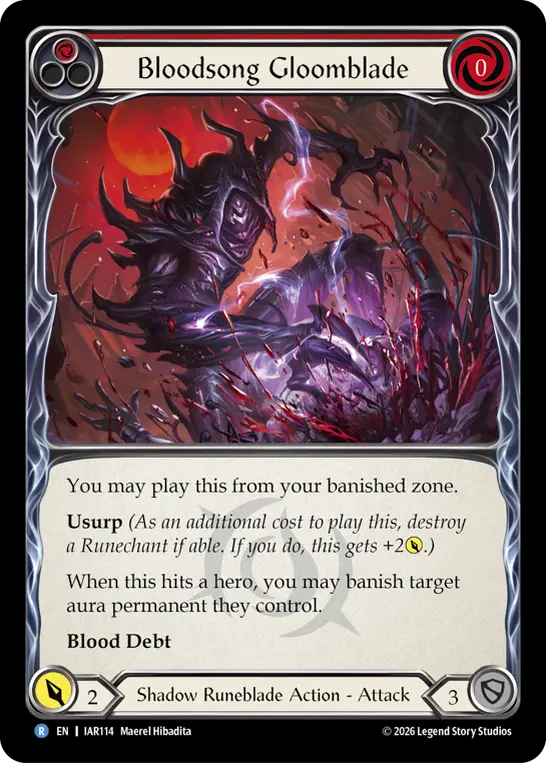 Bloodsong Gloomblade card image, pitch 1