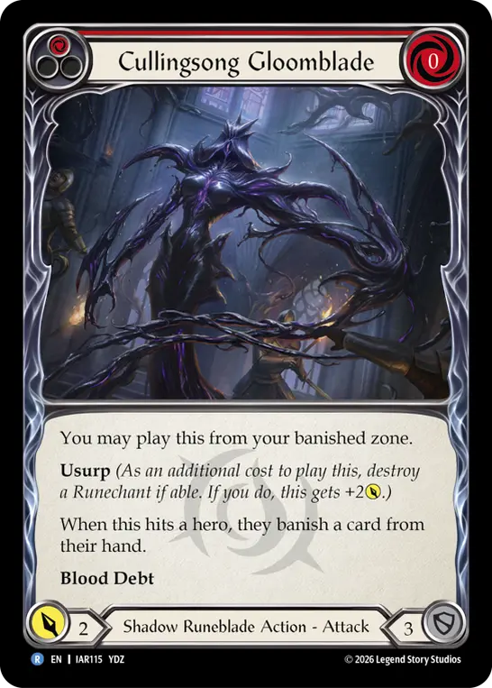 Cullingsong Gloomblade card image, pitch 1