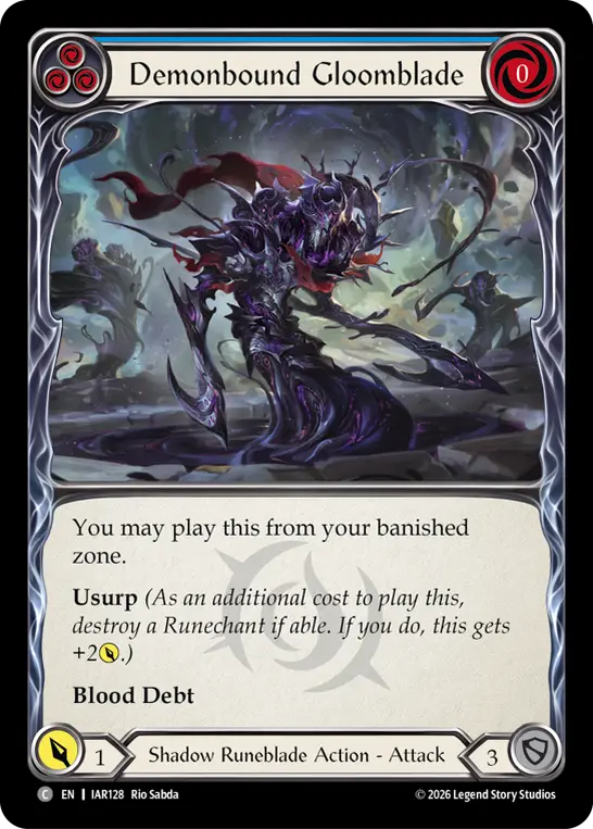 Demonbound Gloomblade card image, pitch 3