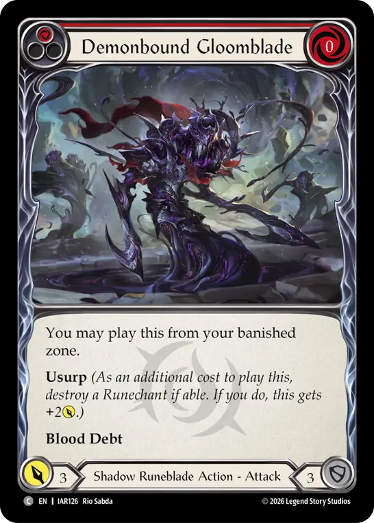 Demonbound Gloomblade card image, pitch 1