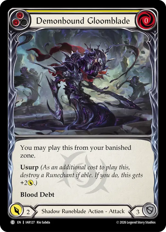 Demonbound Gloomblade card image, pitch 2