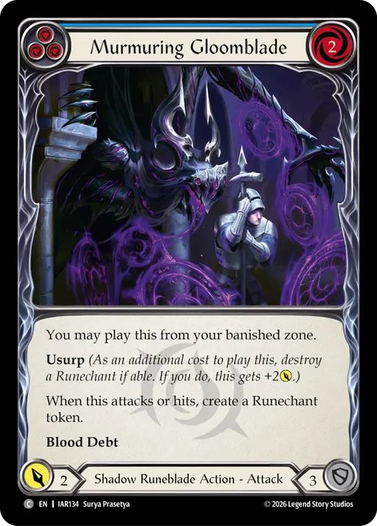 Murmuring Gloomblade card image, pitch 3