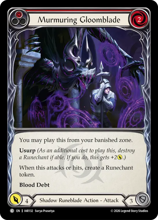 Murmuring Gloomblade card image, pitch 1