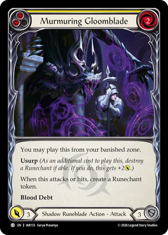 Murmuring Gloomblade card image, pitch 2