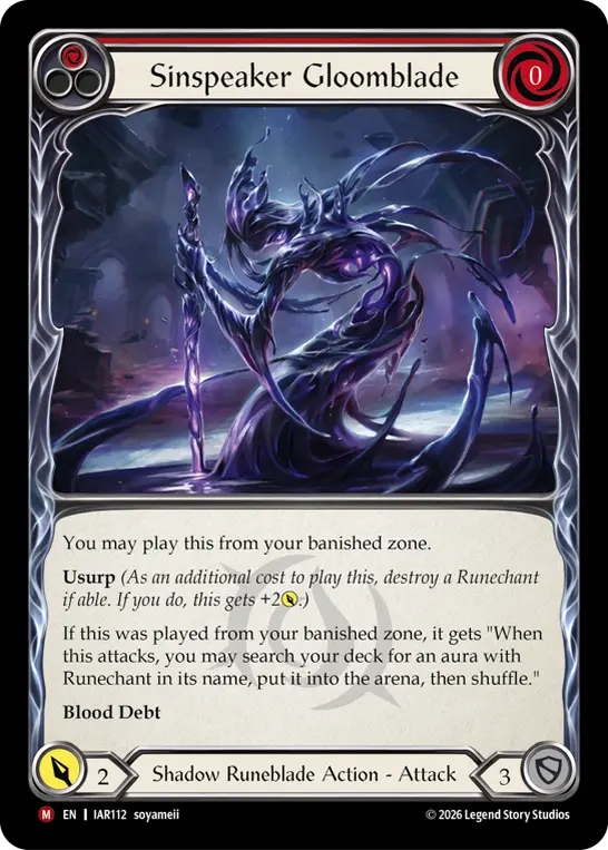 Sinspeaker Gloomblade card image, pitch 1