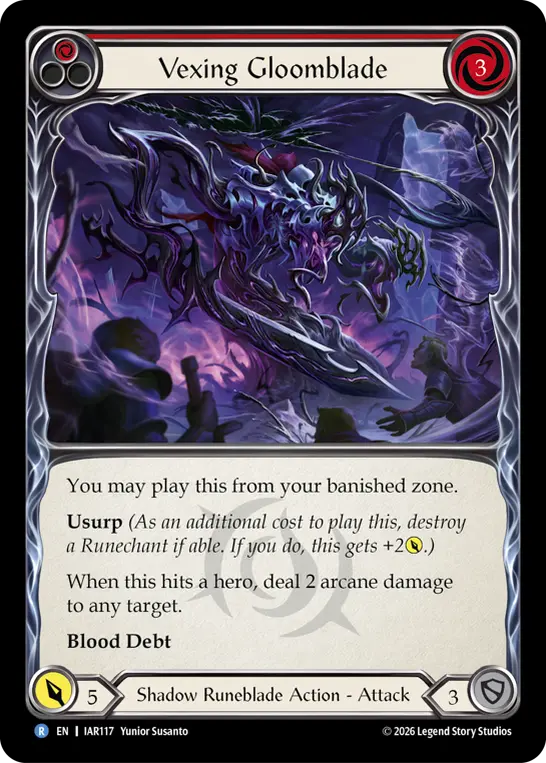 Vexing Gloomblade card image, pitch 1