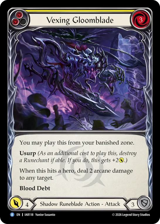 Vexing Gloomblade card image, pitch 2
