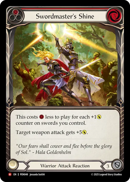 Swordmaster's Shine card image, pitch 1