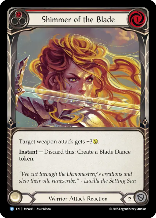 Shimmer of the Blade card image, pitch 1