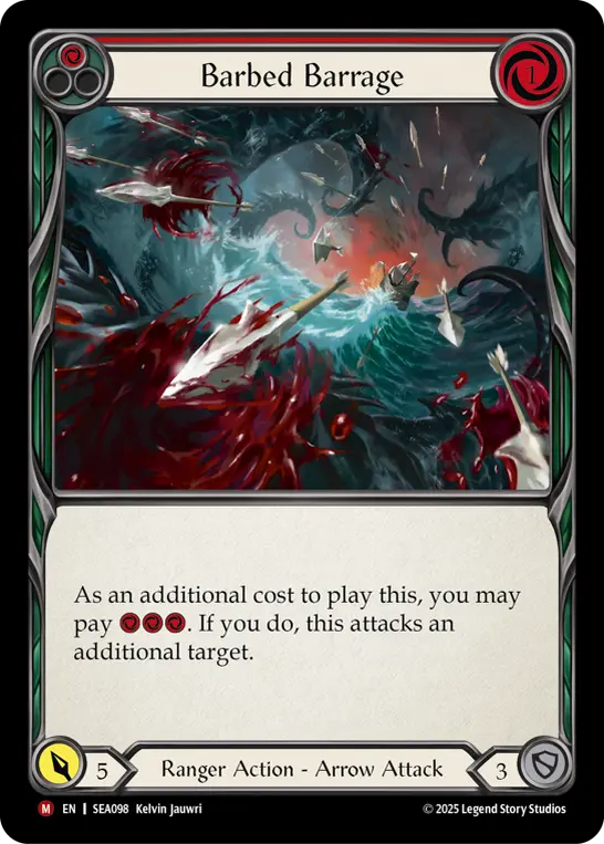 Barbed Barrage card image, pitch 1