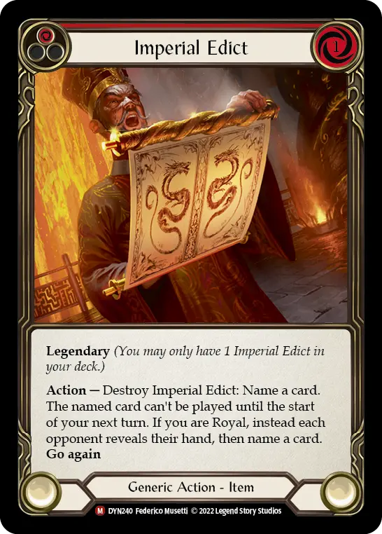 Imperial Edict card image, pitch 1