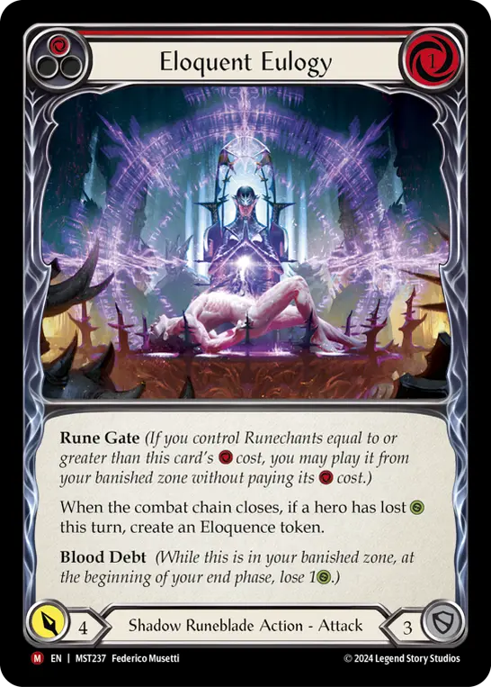 Eloquent Eulogy card image, pitch 1